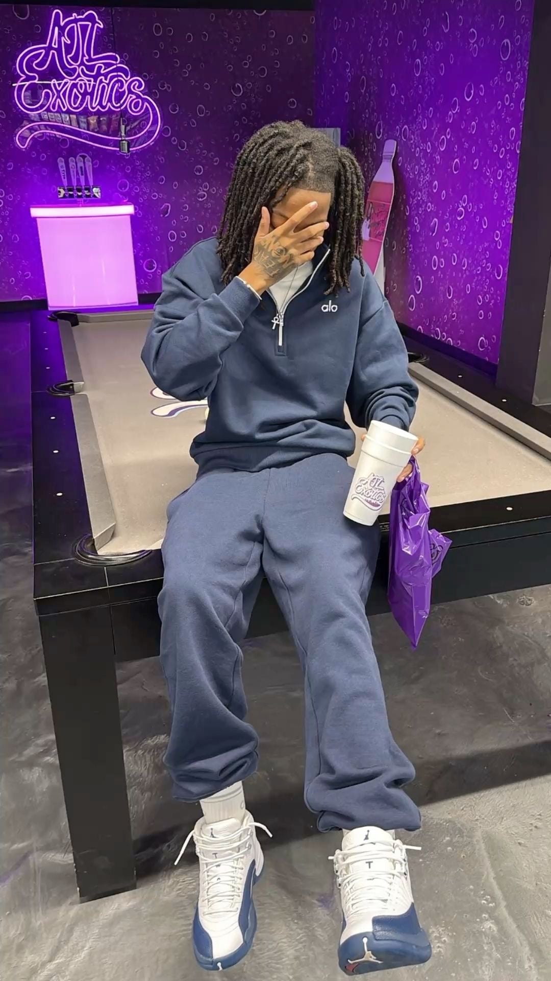 Men Blue Alo Zip PullOver & SweatPants