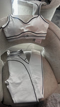 Alo White Contrast Trim Sports Bra & Legging Set